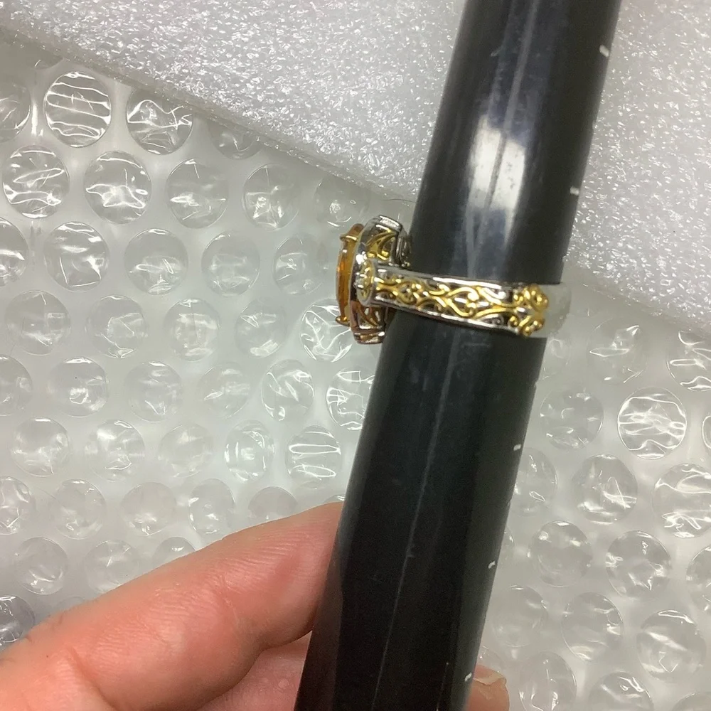 NWOT Citrine gemstone gold over sterling silver cocktail ring size 9